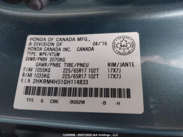 2HKRM4H51GH114833 Honda CR-V EX