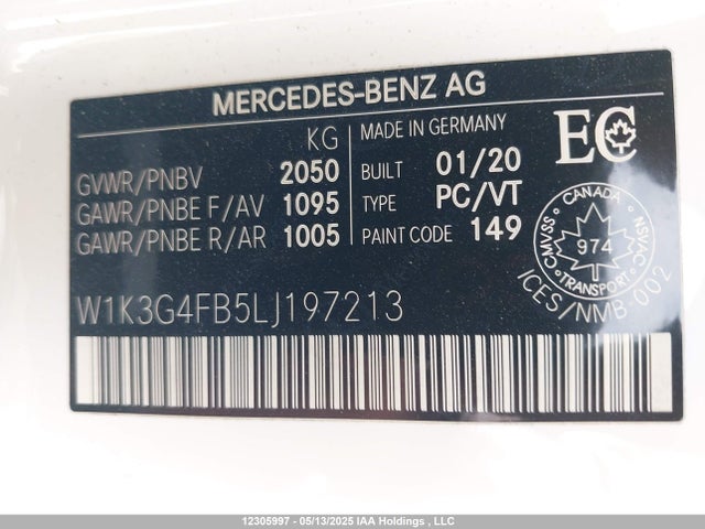 W1K3G4FB5LJ197213 Mercedes-Benz m260