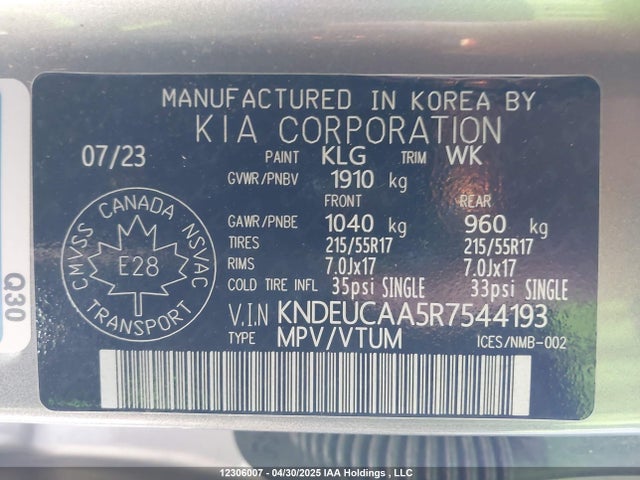 KNDEUCAA5R7544193 KIA nu mpi