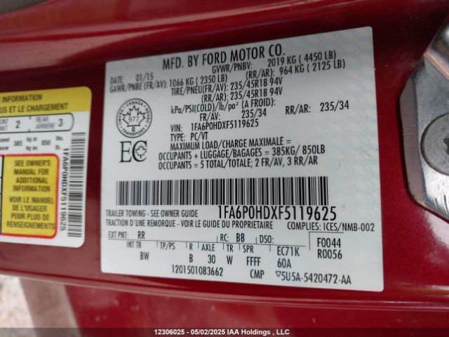 1FA6P0HDXF5119625 Ford FUSION SE