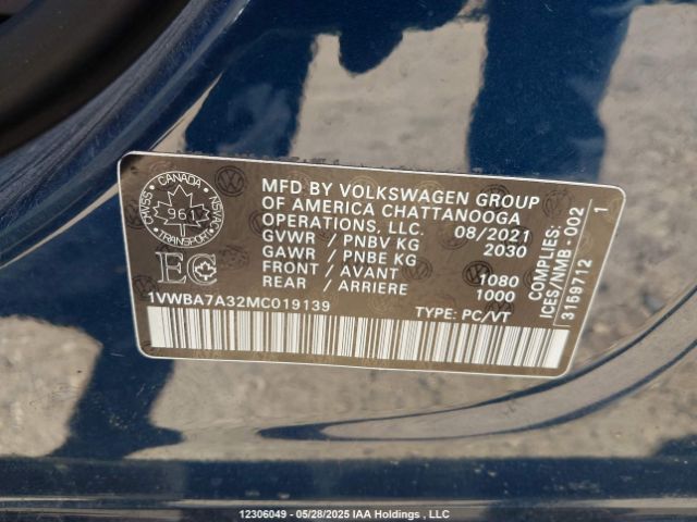 1VWBA7A32MC019139 Volkswagen Passat Highline