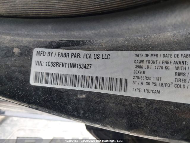 1C6SRFVT1NN153427 RAM 1500 Sport