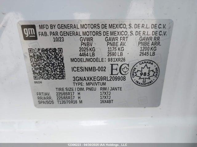 3GNAXKEG9RL209908 Chevrolet EQUINOX LT