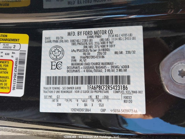 1FA6P8CF2R5423186 Ford tivct