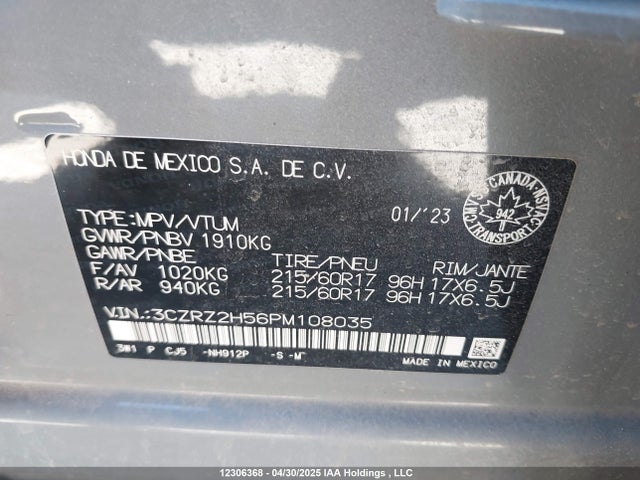 3CZRZ2H56PM108035 Honda k20z5