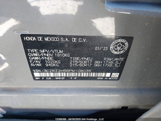 3CZRZ2H56PM108035 Honda k20z5