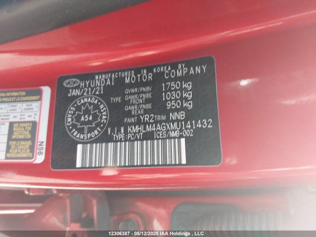KMHLM4AGXMU141432 Hyundai mpi nu pe