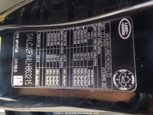 SALCJ2FX4LH863215 Land Rover aj20p