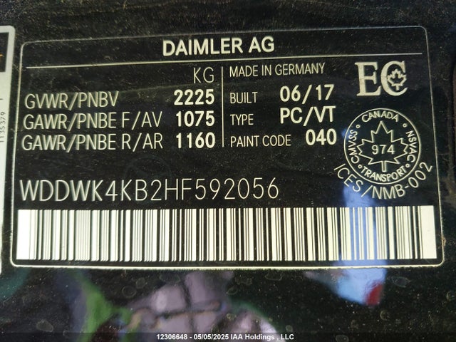 WDDWK4KB2HF592056 Mercedes-Benz m274