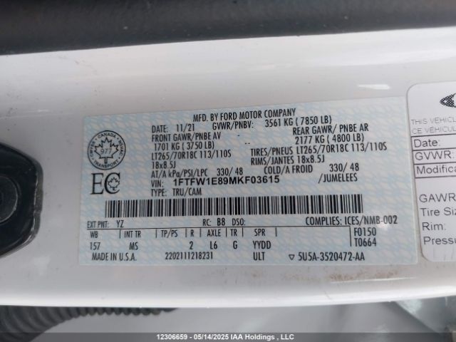 1FTFW1E89MKF03615 Ford gtdi