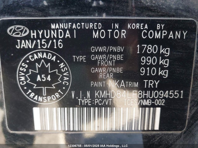 KMHD84LF8HU094551 Hyundai Elantra