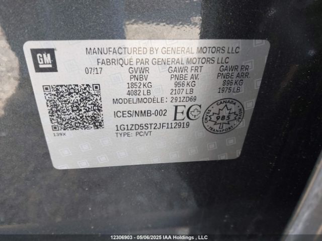 1G1ZD5ST2JF112919 Chevrolet lfv - direct injection, variable valve timing, gen 1