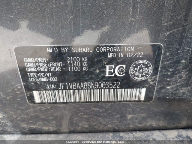 JF1VBAA68N9003522 Subaru dib