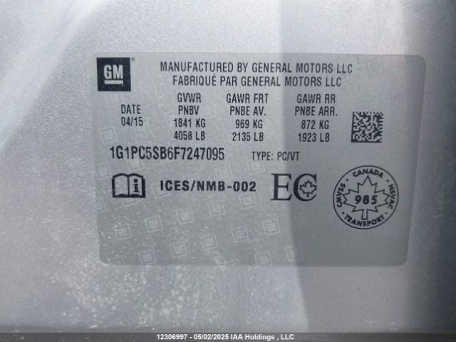 1G1PC5SB6F7247095 Chevrolet CRUZE LT