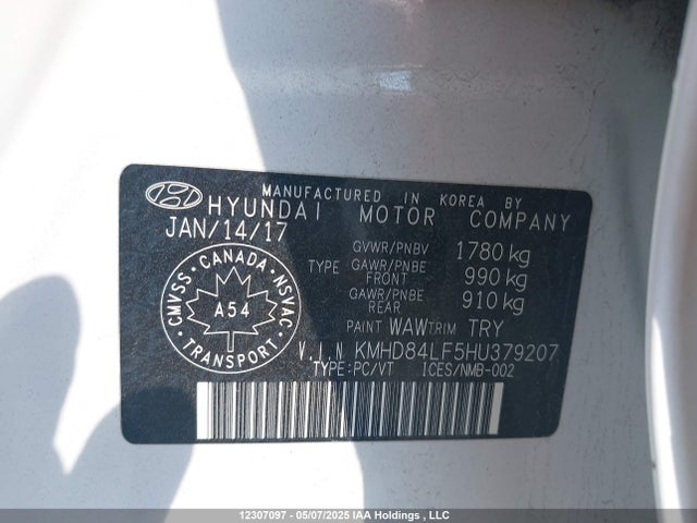 KMHD84LF5HU379207 Hyundai Elantra