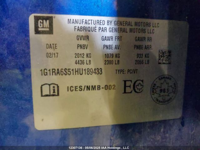 1G1RA6S51HU189433 Chevrolet l3a - di: direct injectio, vvt: variable valve timing, hybrid, gen 1