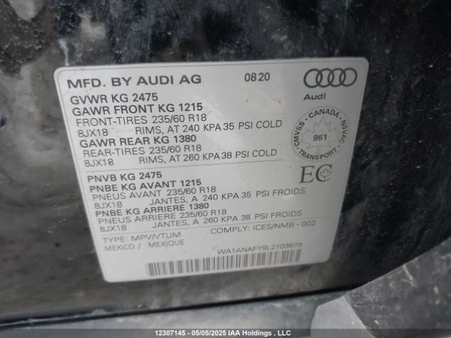 WA1ANAFY9L2103879 Audi 2020