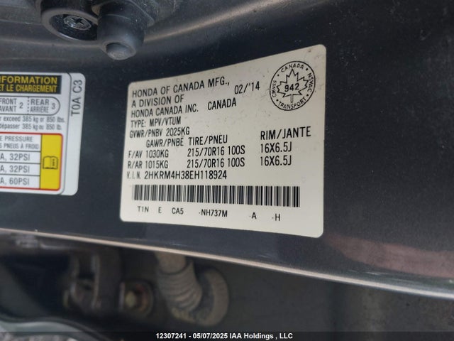 Honda k24z7 2014 2HKRM4H38EH118924 Image 9