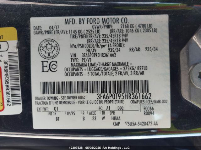 3FA6P0T95HR361662 Ford 2.0l gtdi premium fuel
