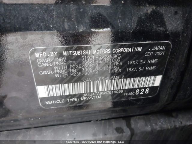 JA4J4TA89NZ610099 Mitsubishi Outlander