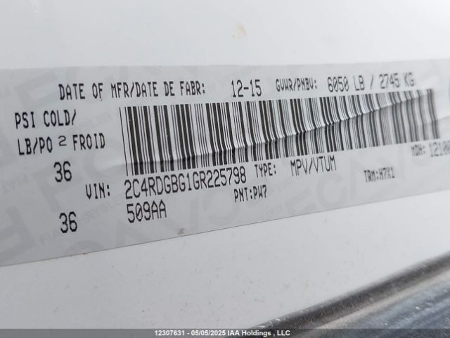 2C4RDGBG1GR225798 Dodge Grand Caravan