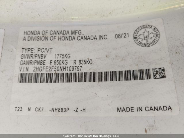 2HGFE2F50NH109797 Honda k20c2
