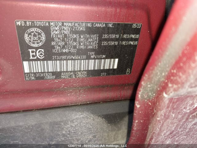 2T3J1RFV5PW374330 Toyota Rav4 Adventure/trd Off Road