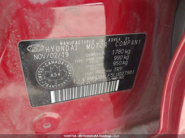 Hyundai mpi nu 2020 KMHD84LF5LU027981 Image 9