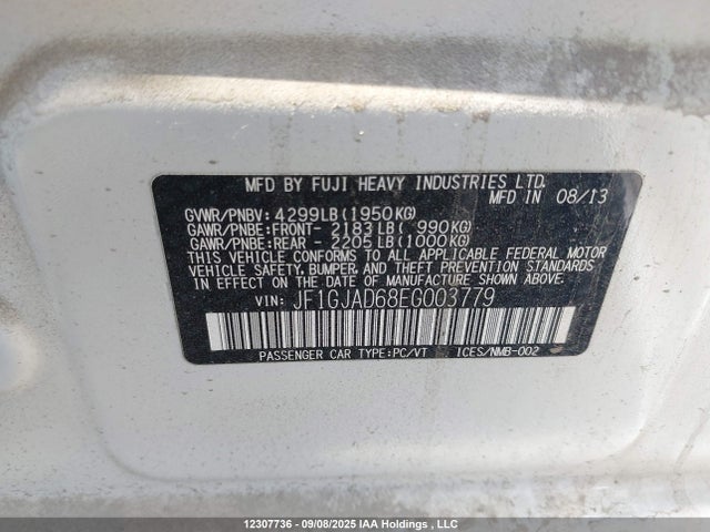 Subaru Impreza 2014 JF1GJAD68EG003779 Image 9
