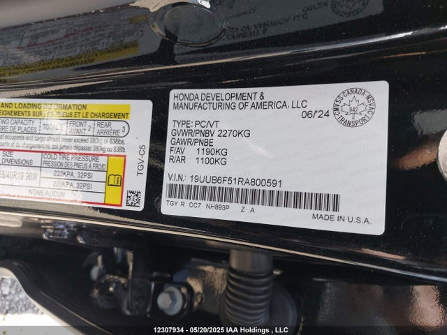 Acura k20c6 2024 19UUB6F51RA800591 Image 9
