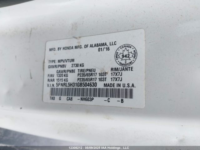 5FNRL5H31GB504630 Honda j35z8