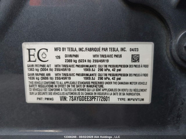 7SAYGDEE3PF772601 Tesla 2023