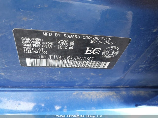 JF1VA1L64J8812743 Subaru dib
