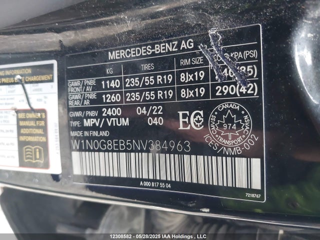 W1N0G8EB5NV384963 Mercedes-Benz Glc 300 4matic