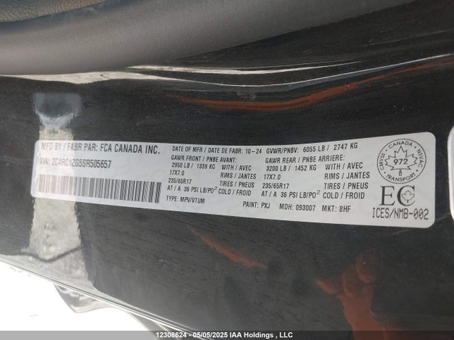 2C4RC1ZG5SR505657 Chrysler grand caravan