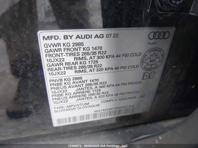WA1MXBF73ND021349 Audi 55 tfsi