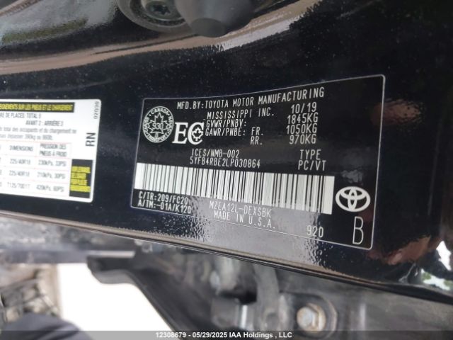 5YFB4RBE2LP030864 Toyota Corolla