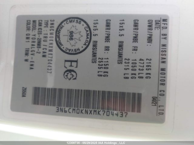 3N6CM0KNXMK704437 Nissan 2021