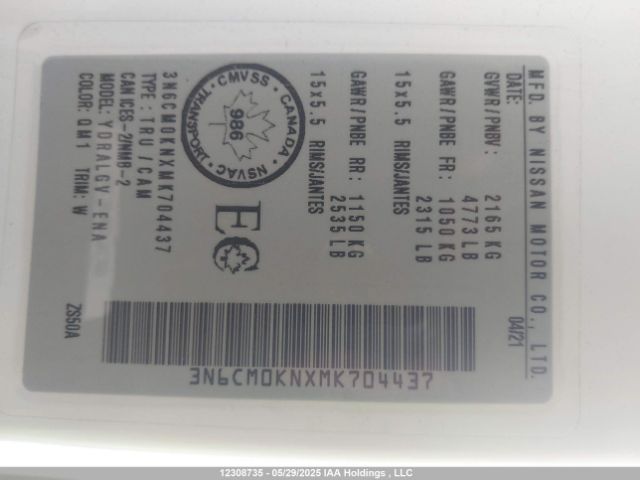 3N6CM0KNXMK704437 Nissan 2021