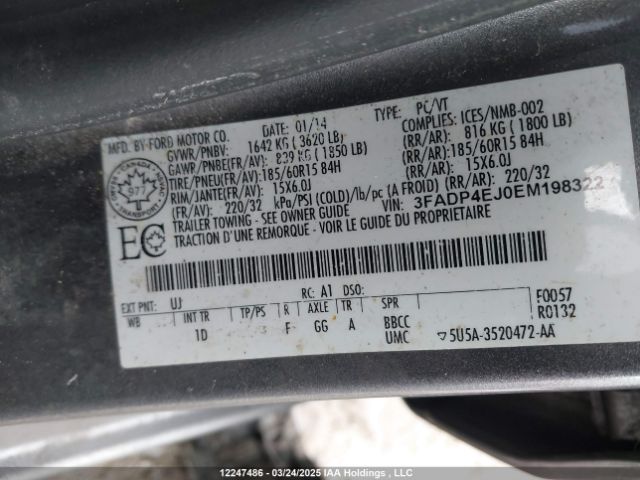 3FADP4EJ0EM198322 Ford FIESTA SE