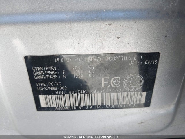 4S3BNCL69G3015102 Subaru Legacy 2.5i Limited Package