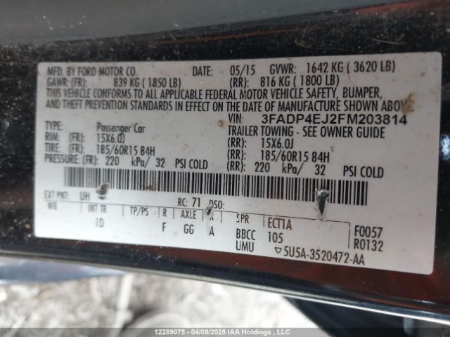 3FADP4EJ2FM203814 Ford FIESTA SE