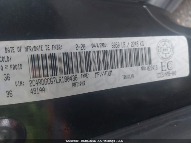2C4RDGCG7LR180438 Dodge Grand Caravan Sxt