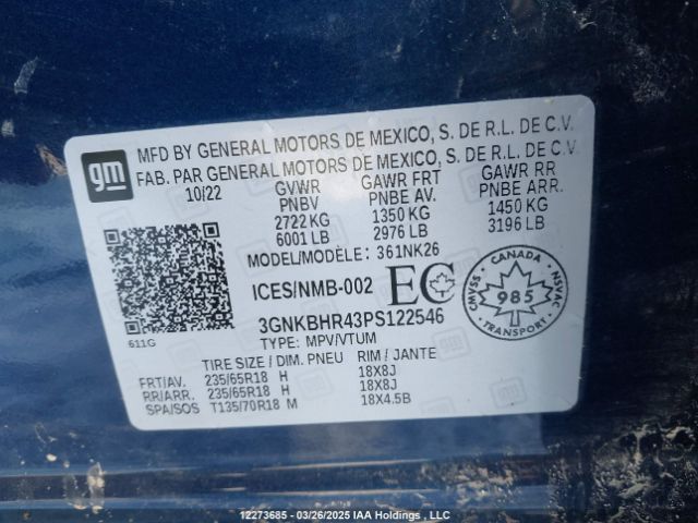 3GNKBHR43PS122546 Chevrolet Blazer Lt