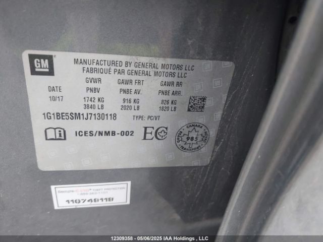 1G1BE5SM1J7130118 Chevrolet Cruze Lt Auto