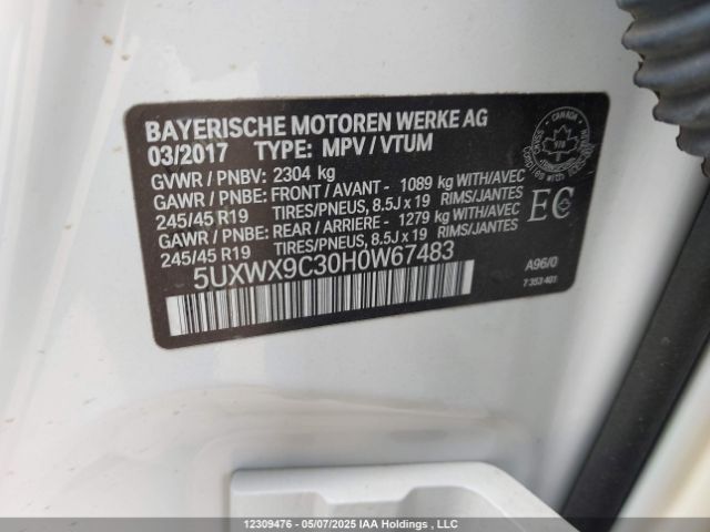 5UXWX9C30H0W67483 BMW X3