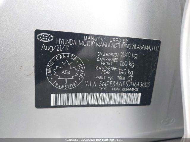 5NPE34AF5JH643603 Hyundai gdi theta-ii