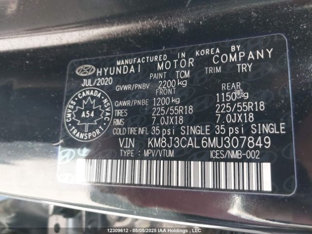 KM8J3CAL6MU307849 Hyundai Tucson Limited/sel/sport/ultimate/value