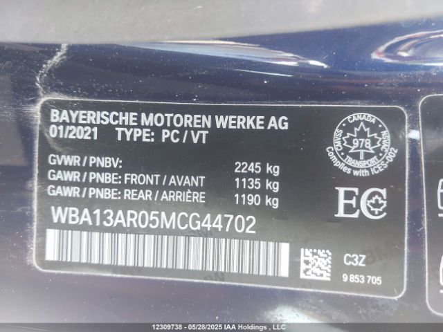 WBA13AR05MCG44702 BMW 2021