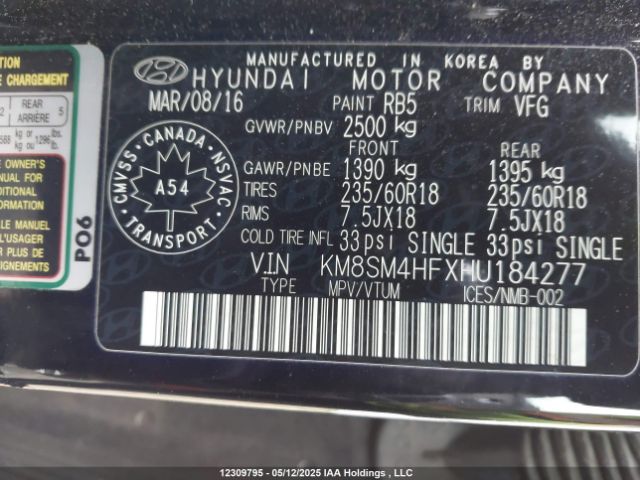 KM8SM4HFXHU184277 Hyundai gdi lambda ii